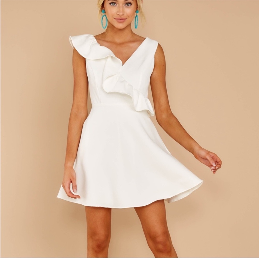 DO+BE white ruffle fit and flare mini dress sz S